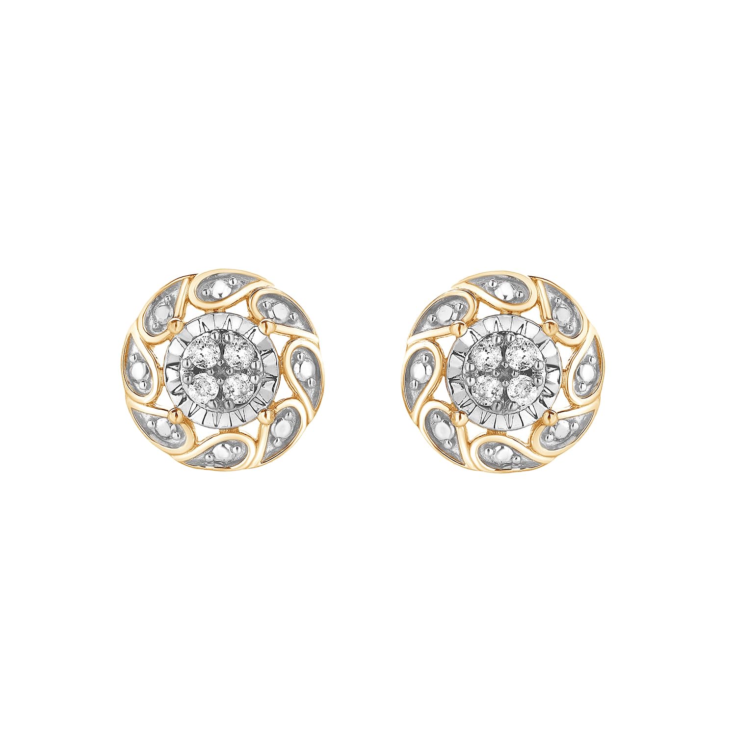 0.10 Carat Miracle Set Lab Grown Diamond Stud Earrings Yellow | Ashley Stewart
