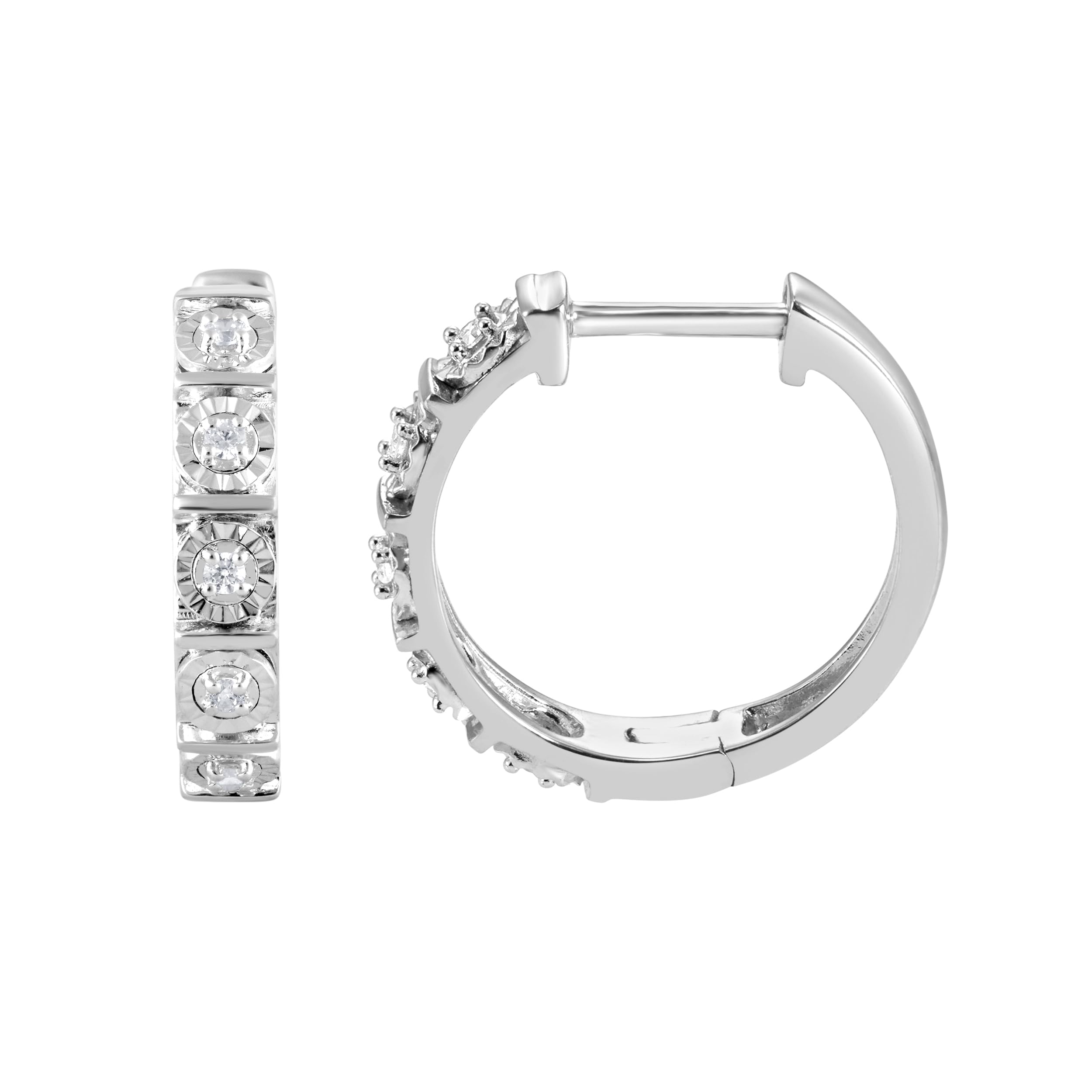 0.10 Carat Single Row Lab Grown Diamond Huggie Hoop Earrings White | Ashley Stewart