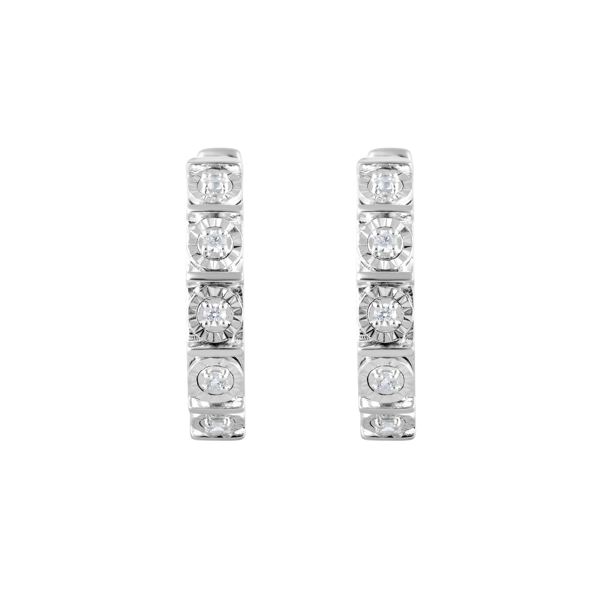 0.10 Carat Single Row Lab Grown Diamond Huggie Hoop Earrings White | Ashley Stewart