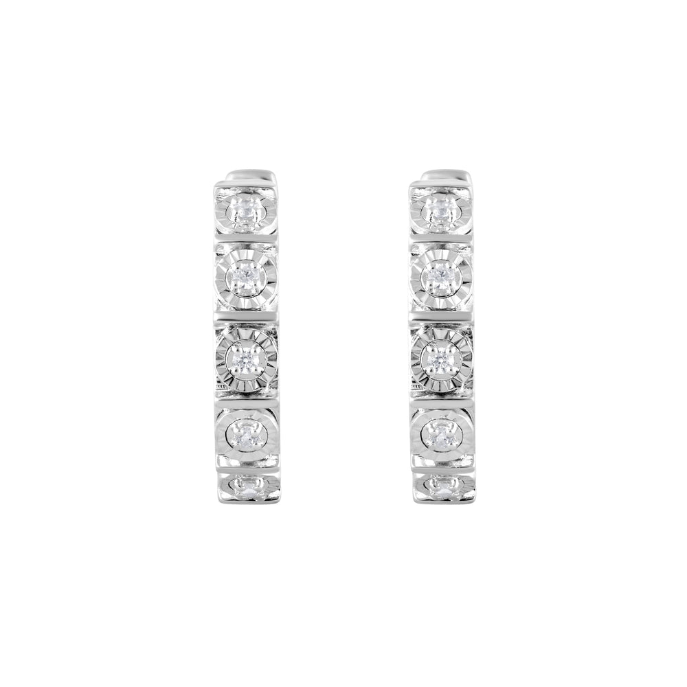 0.10 Carat Single Row Lab Grown Diamond Huggie Hoop Earrings White | Ashley Stewart