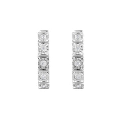 0.10 Carat Single Row Lab Grown Diamond Huggie Hoop Earrings White | Ashley Stewart