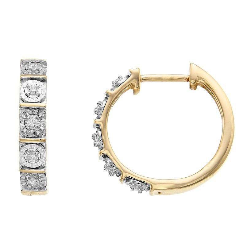 0.10 Carat Single Row Lab Grown Diamond Huggie Hoop Earrings White | Ashley Stewart