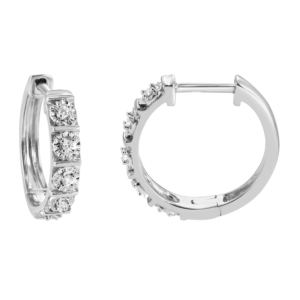 0.10 Carat Single Row Lab Grown Diamond Huggie Hoop Earrings White | Ashley Stewart
