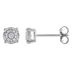 0.10 Carat Miracle Set Lab Grown Diamond Halo Earrings Silver | Ashley Stewart