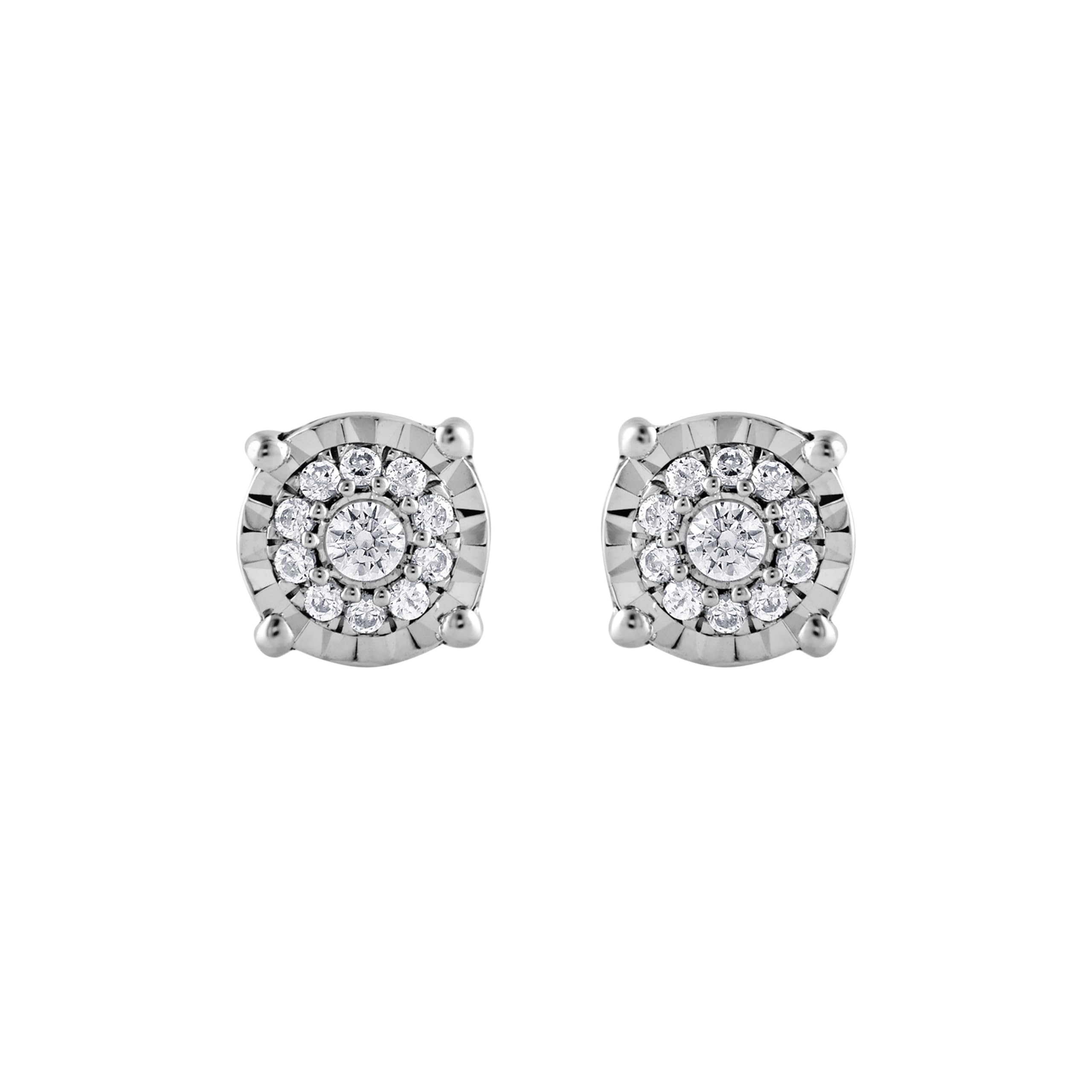 0.10 Carat Miracle Set Lab Grown Diamond Halo Earrings Silver | Ashley Stewart
