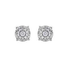 0.10 Carat Miracle Set Lab Grown Diamond Halo Earrings Silver | Ashley Stewart