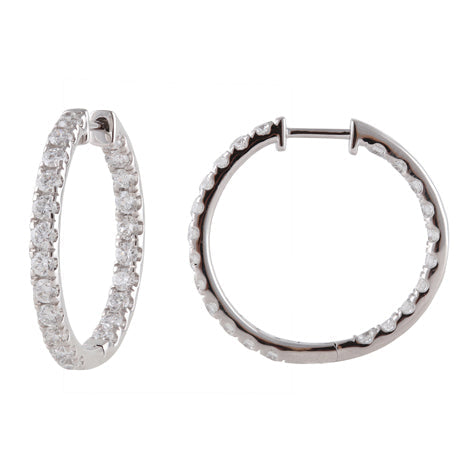 2 Carat Lab Grown Inside Out Diamond Hoop Earrings In Sterling Silver  | Ashley Stewart