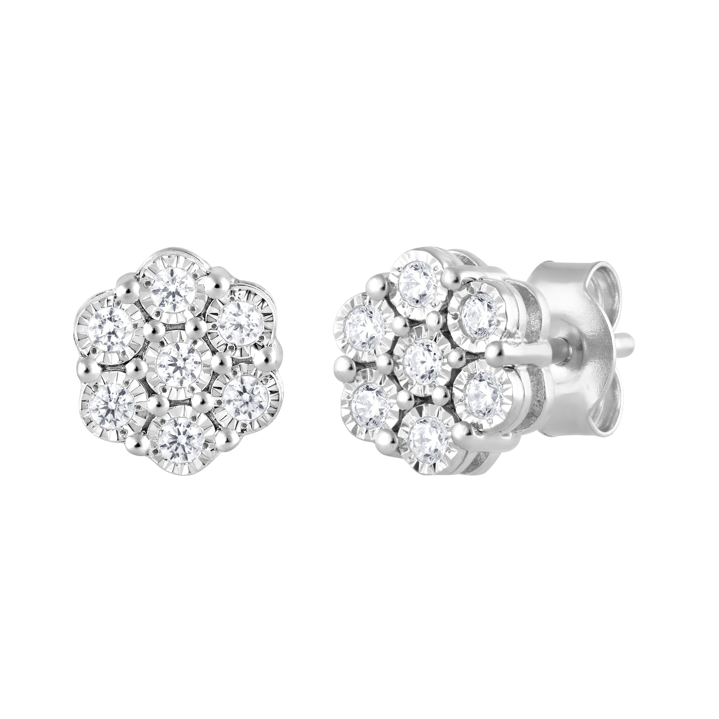 0.25 Carat Lab Grown Cluster Diamond Earrings White | Ashley Stewart