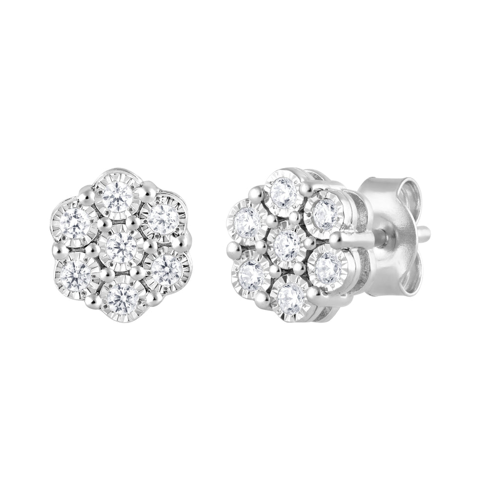 0.25 Carat Lab Grown Cluster Diamond Earrings White | Ashley Stewart