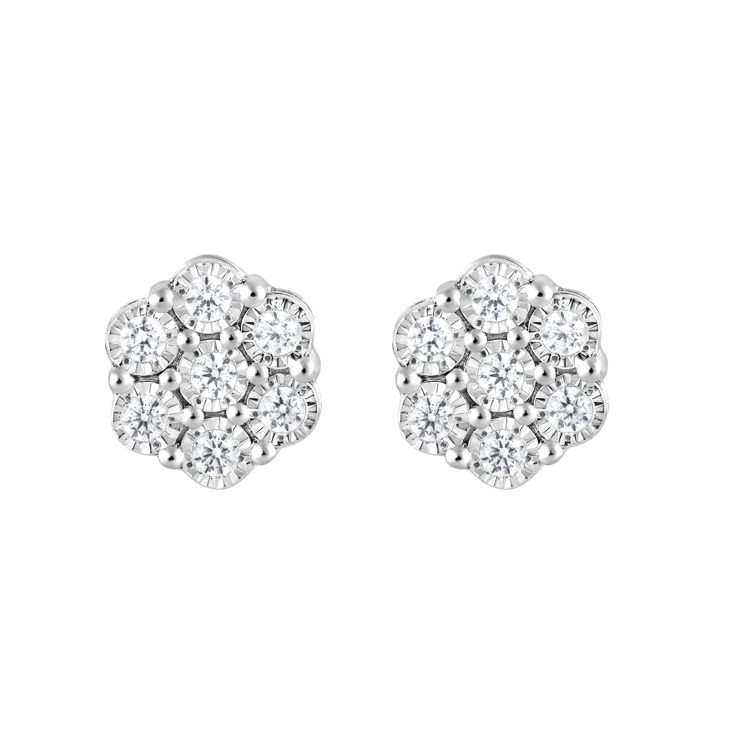 0.25 Carat Lab Grown Cluster Diamond Earrings White | Ashley Stewart
