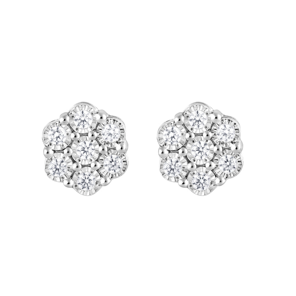 0.25 Carat Lab Grown Cluster Diamond Earrings White | Ashley Stewart