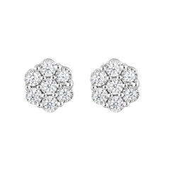 0.25 Carat Lab Grown Cluster Diamond Earrings White | Ashley Stewart