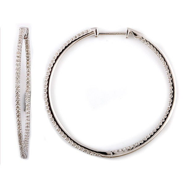 0.75 Carat Lab Grown Diamond Hinged Hoop Sterling Silver Earrings  | Ashley Stewart