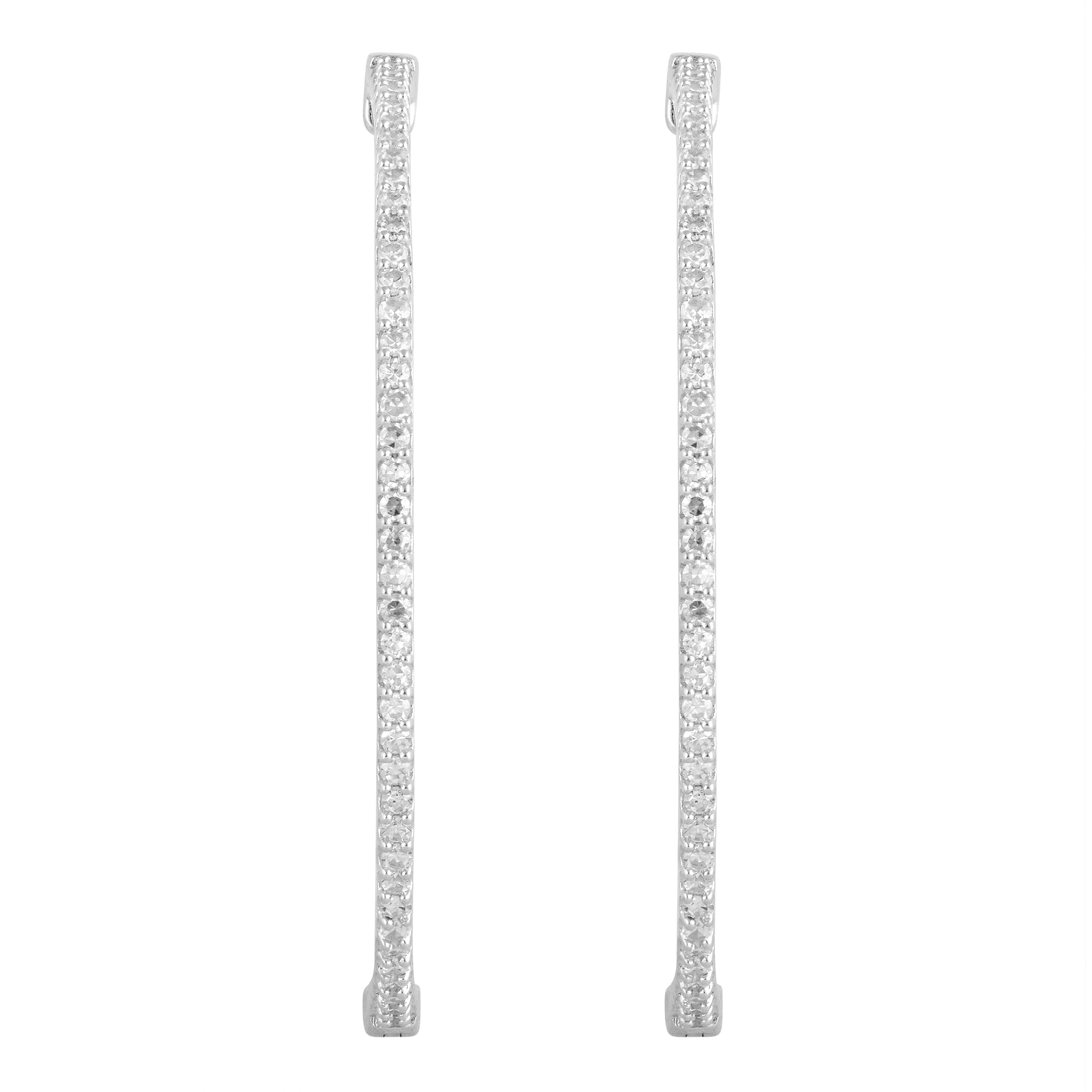 0.75 Carat Lab Grown Diamond Hinged Hoop Sterling Silver Earrings  | Ashley Stewart
