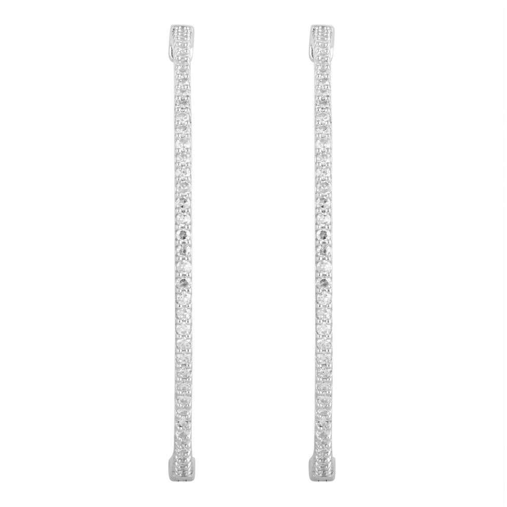 0.75 Carat Lab Grown Diamond Hinged Hoop Sterling Silver Earrings  | Ashley Stewart