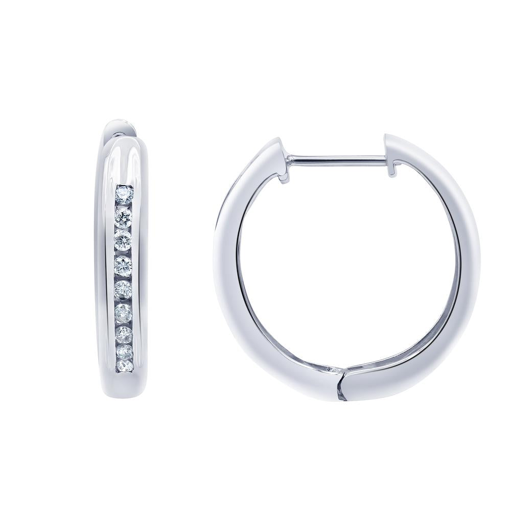 0.25 Carat Single Row Lab Grown Diamond Hoop Earrings in Sterling Silv  | Ashley Stewart