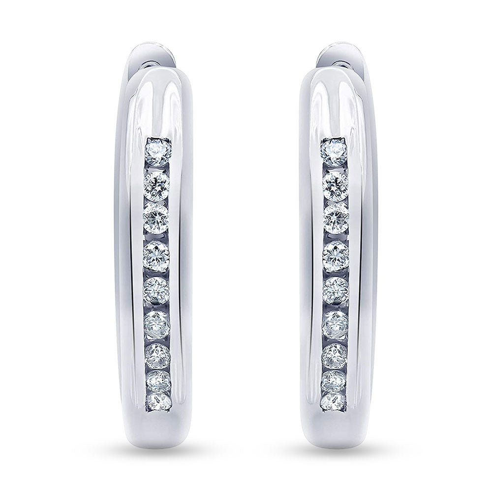 0.25 Carat Single Row Lab Grown Diamond Hoop Earrings in Sterling Silv  | Ashley Stewart