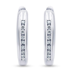 0.25 Carat Single Row Lab Grown Diamond Hoop Earrings in Sterling Silv  | Ashley Stewart