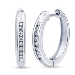 0.25 Carat Single Row Lab Grown Diamond Hoop Earrings in Sterling Silv  | Ashley Stewart