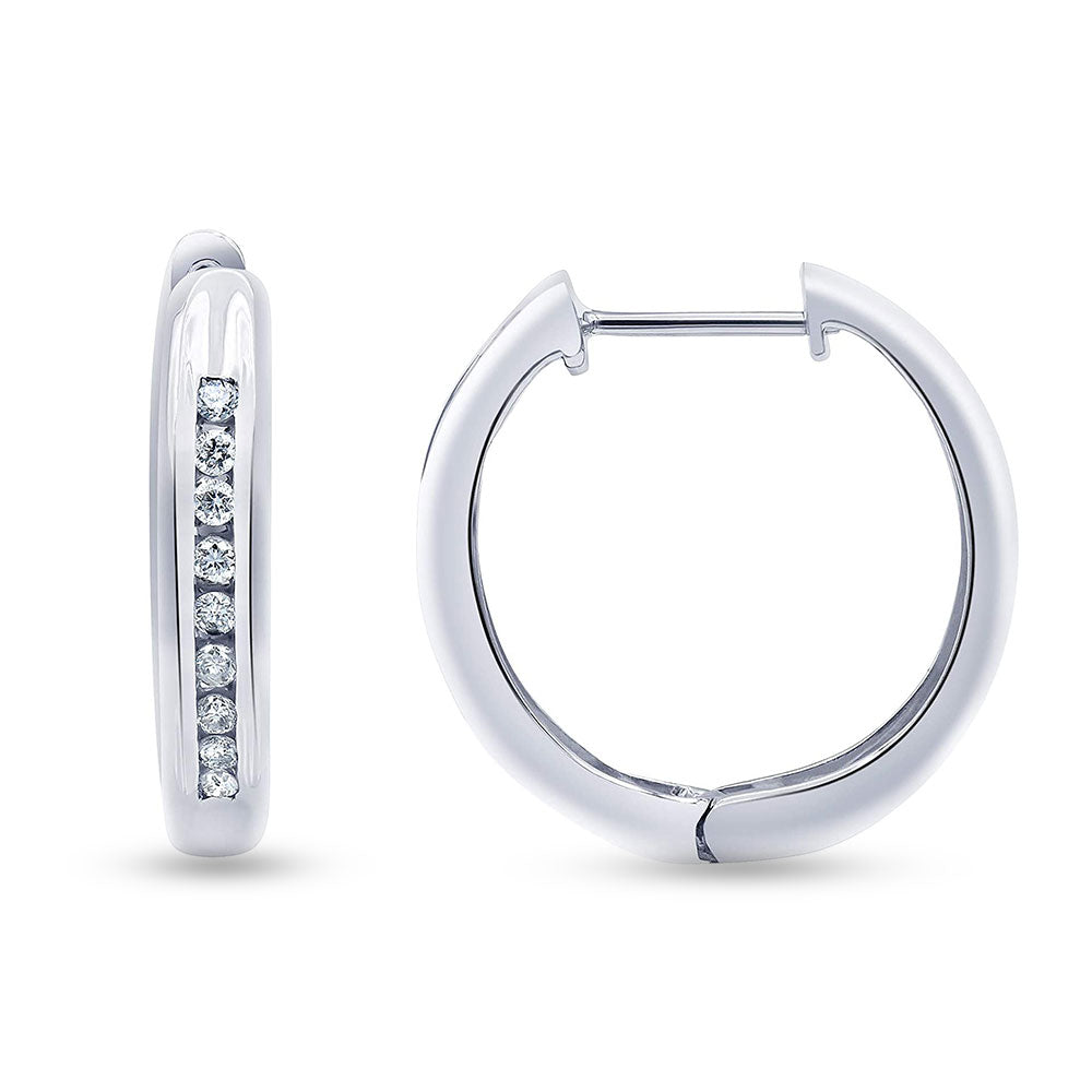 0.25 Carat Single Row Lab Grown Diamond Hoop Earrings in Sterling Silv  | Ashley Stewart