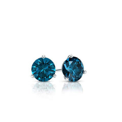 0.50 Carat Round Cut Lab Grown Blue Diamond Stud Earrings  | Ashley Stewart