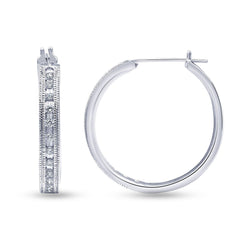 0.50 Carat Sterling Silver Lab Grown Single Row Diamond Hoop Earrings  | Ashley Stewart