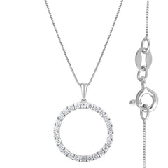 0.33 Carat Lab Grown Circle Of Life Diamond Pendant Necklace In Sterli  | Ashley Stewart