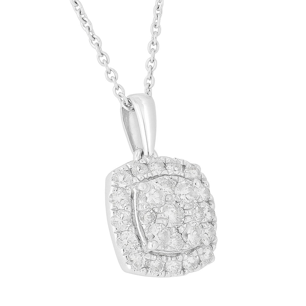 1 Carat Round Lab Grown Halo Diamond Pendant Necklace White | Ashley Stewart