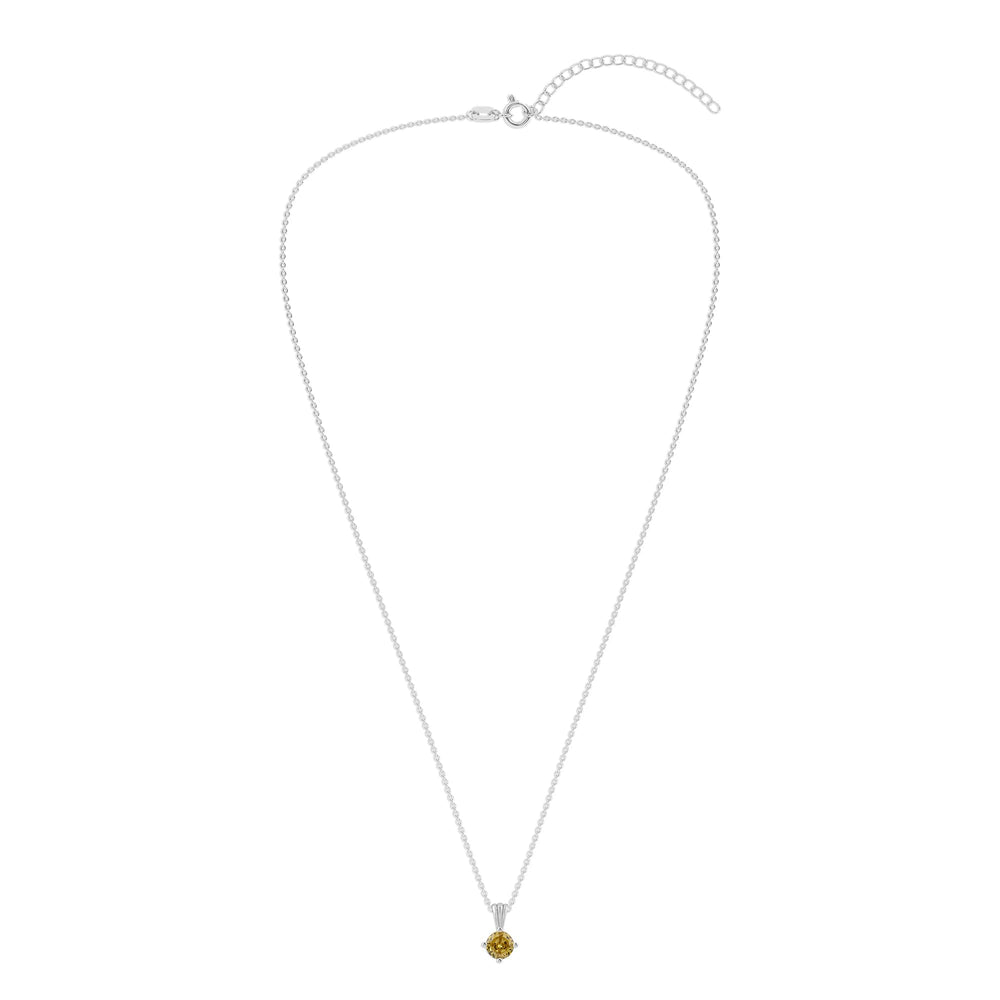 Gemstone Necklace in Sterling Silver, Round Pendant Size 6.5 * 6.5mm,  Garnet Red | Ashley Stewart