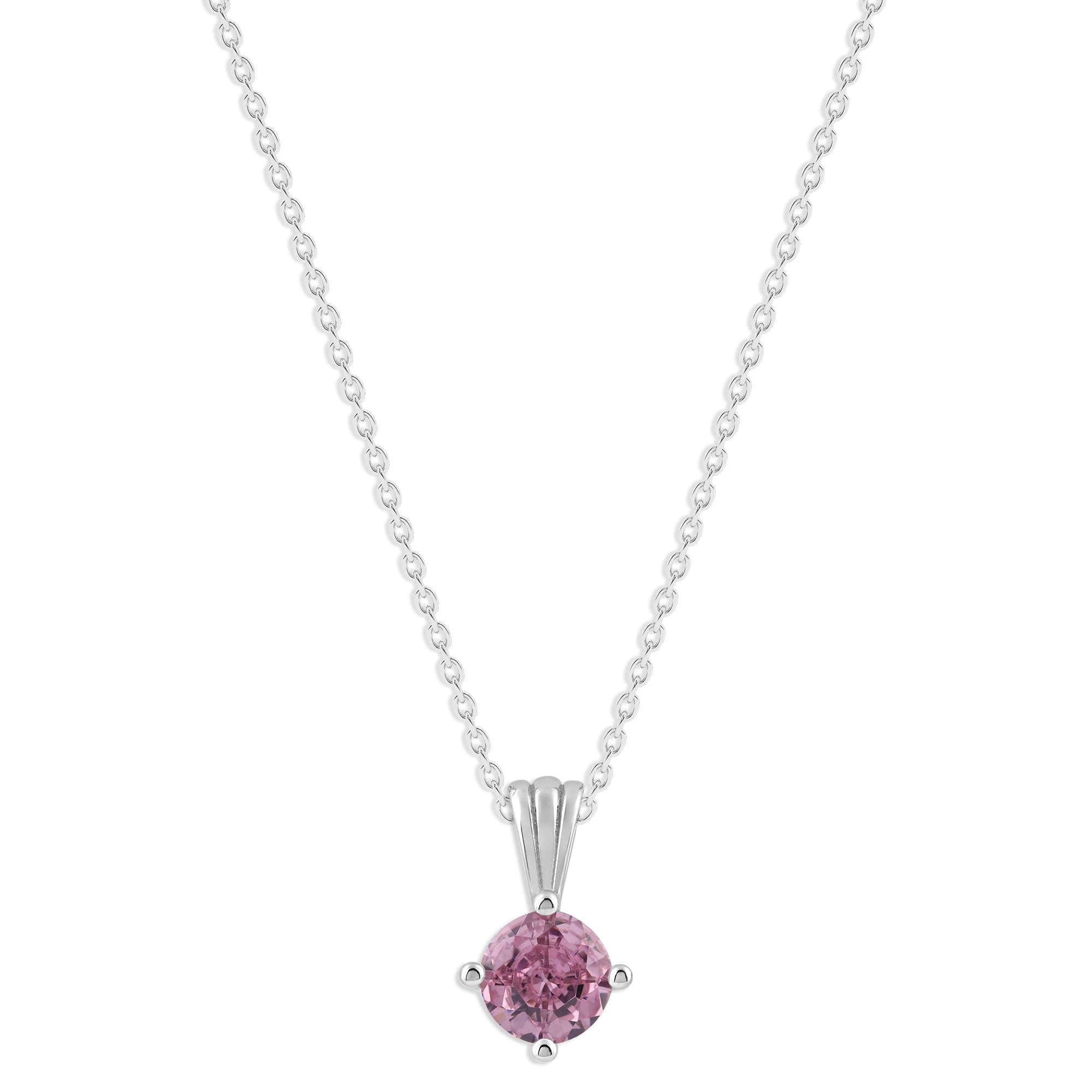 Gemstone Necklace in Sterling Silver, Round Pendant Size 6.5 * 6.5mm,  Garnet Red | Ashley Stewart