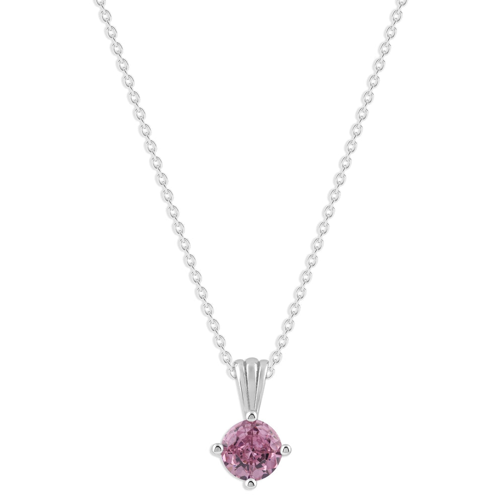Gemstone Necklace in Sterling Silver, Round Pendant Size 6.5 * 6.5mm,  Garnet Red | Ashley Stewart