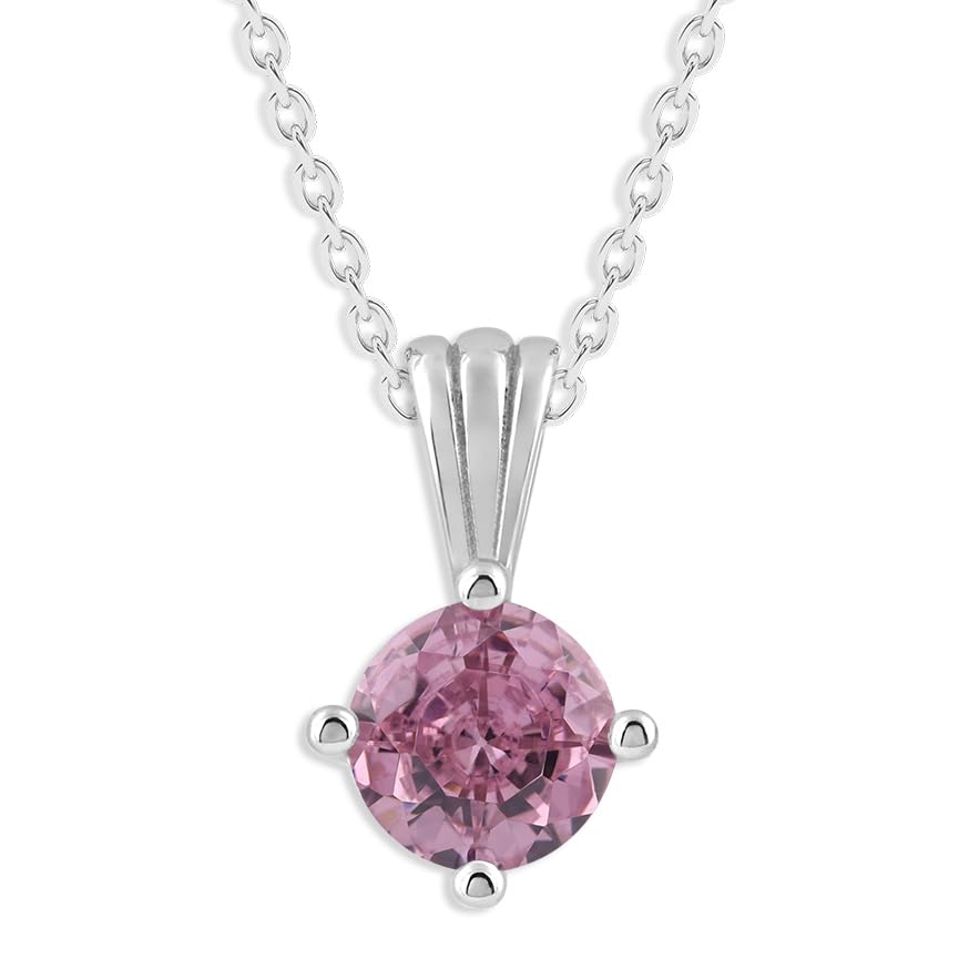 Gemstone Necklace in Sterling Silver, Round Pendant Size 6.5 * 6.5mm,  Garnet Red | Ashley Stewart