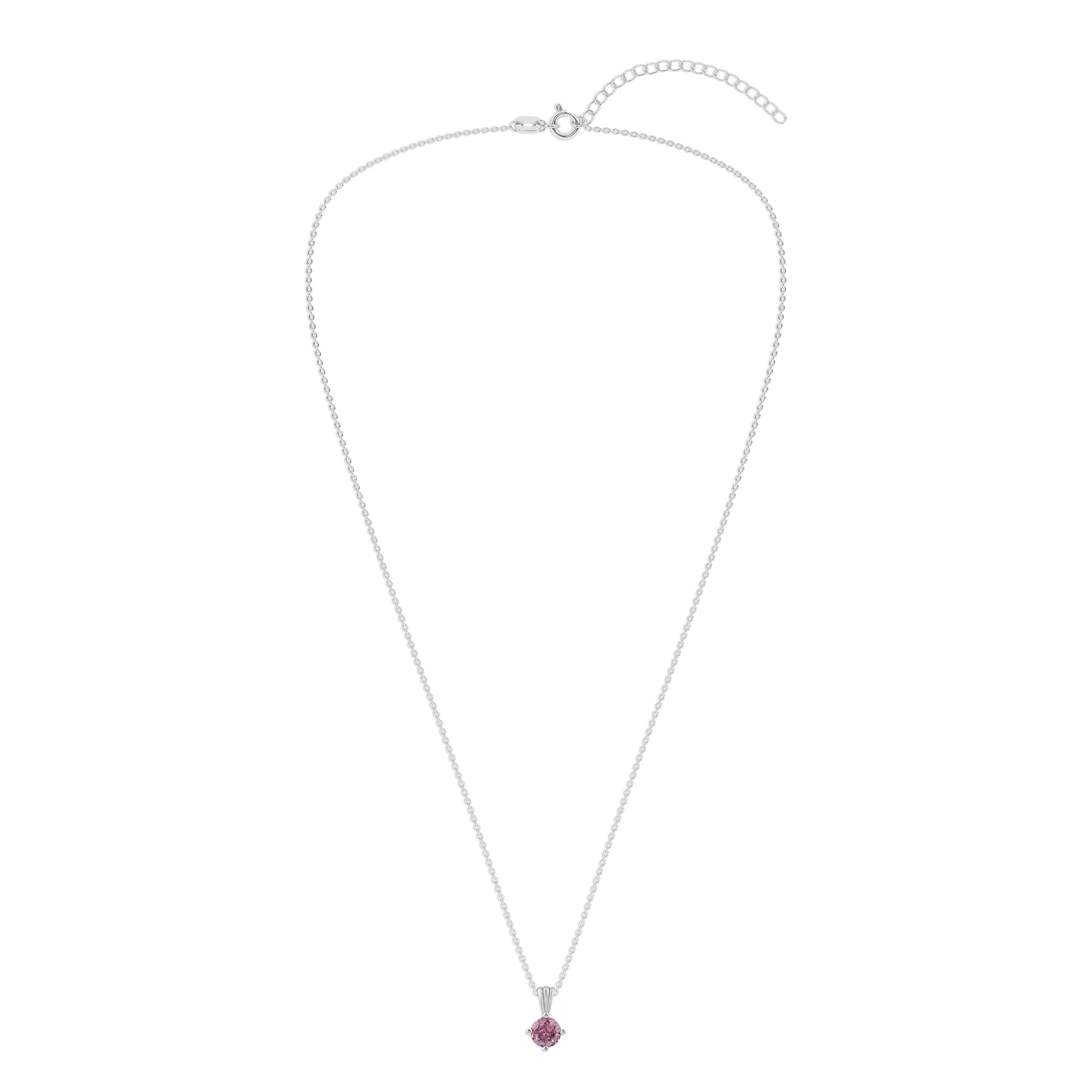 Gemstone Necklace in Sterling Silver, Round Pendant Size 6.5 * 6.5mm,  Garnet Red | Ashley Stewart