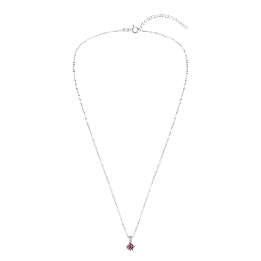Gemstone Necklace in Sterling Silver, Round Pendant Size 6.5 * 6.5mm,  Garnet Red | Ashley Stewart