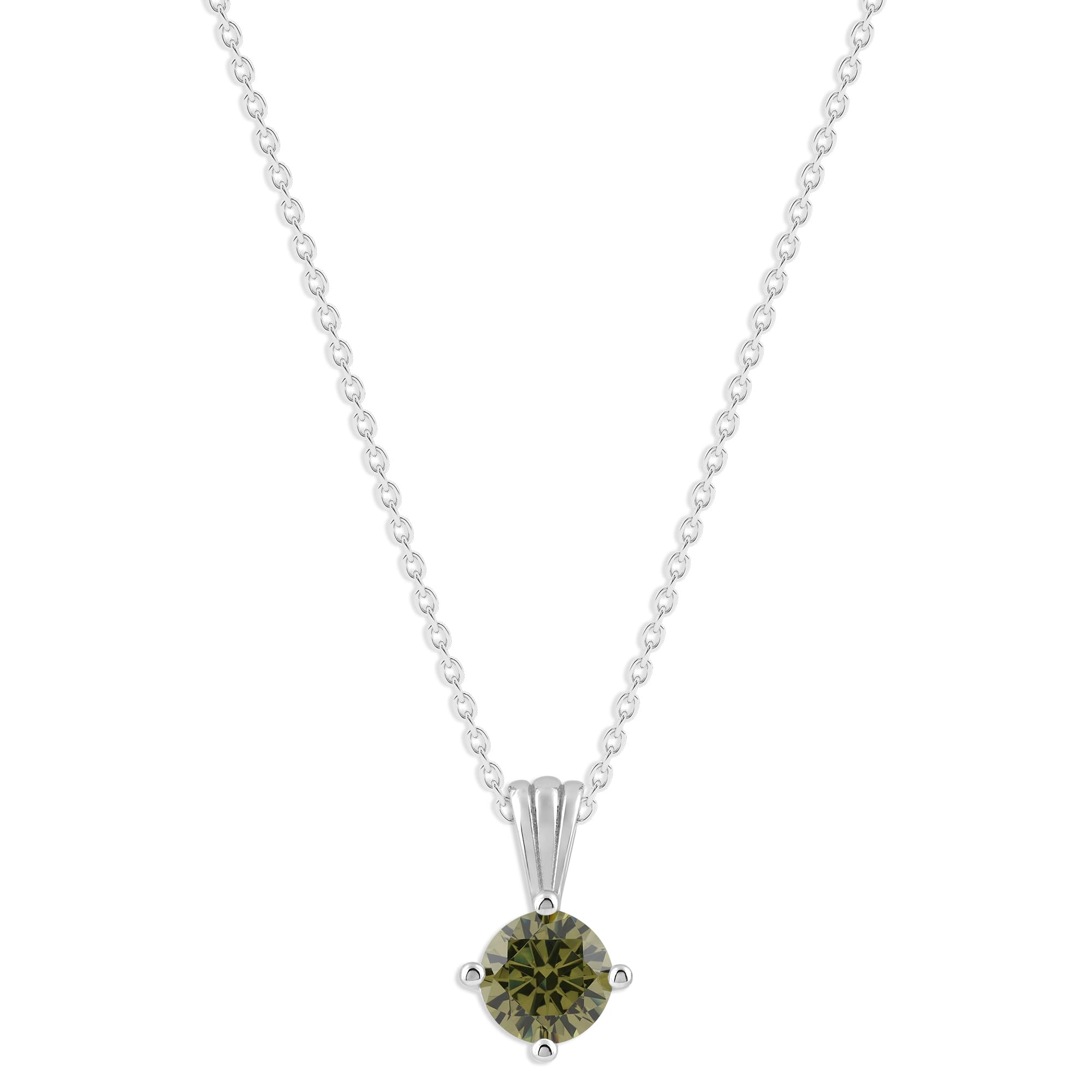 Gemstone Necklace in Sterling Silver, Round Pendant Size 6.5 * 6.5mm,  Garnet Red | Ashley Stewart