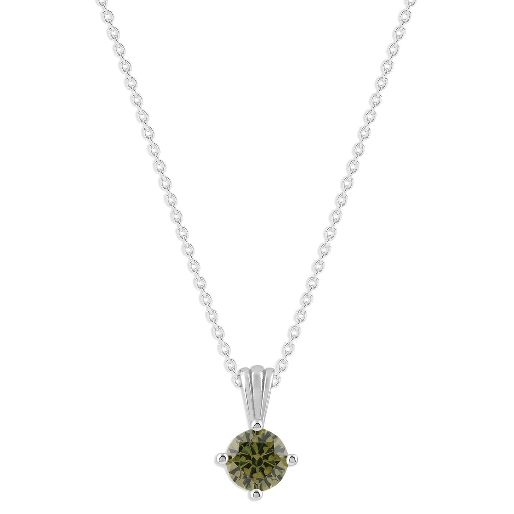 Gemstone Necklace in Sterling Silver, Round Pendant Size 6.5 * 6.5mm,  Garnet Red | Ashley Stewart