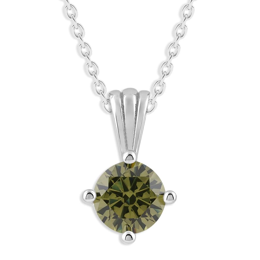 Gemstone Necklace in Sterling Silver, Round Pendant Size 6.5 * 6.5mm,  Garnet Red | Ashley Stewart