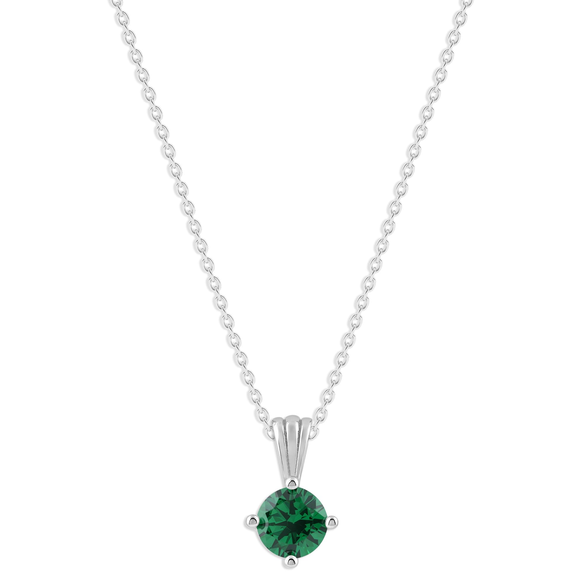 Gemstone Necklace in Sterling Silver, Round Pendant Size 6.5 * 6.5mm,  Garnet Red | Ashley Stewart