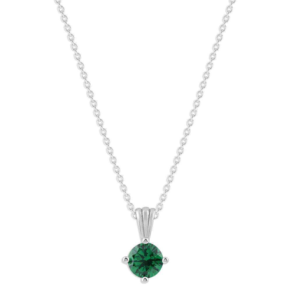 Gemstone Necklace in Sterling Silver, Round Pendant Size 6.5 * 6.5mm,  Garnet Red | Ashley Stewart