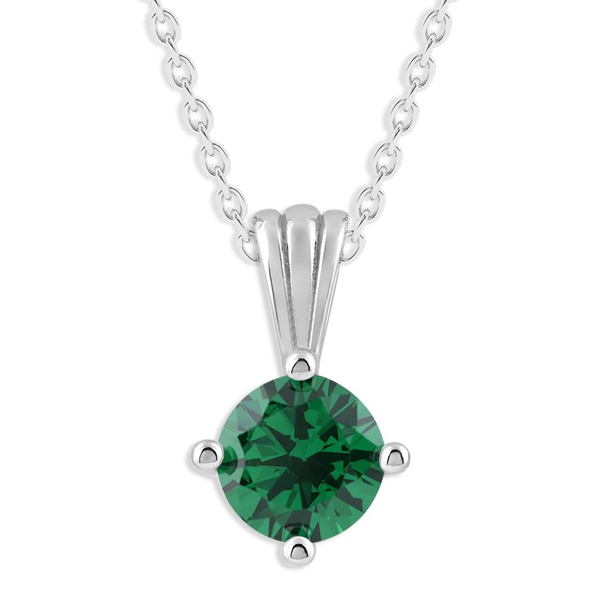 Gemstone Necklace in Sterling Silver, Round Pendant Size 6.5 * 6.5mm,  Garnet Red | Ashley Stewart
