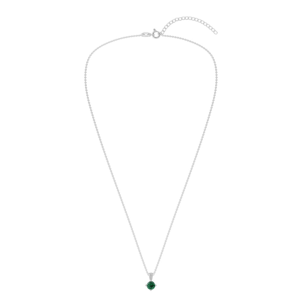 Gemstone Necklace in Sterling Silver, Round Pendant Size 6.5 * 6.5mm,  Garnet Red | Ashley Stewart