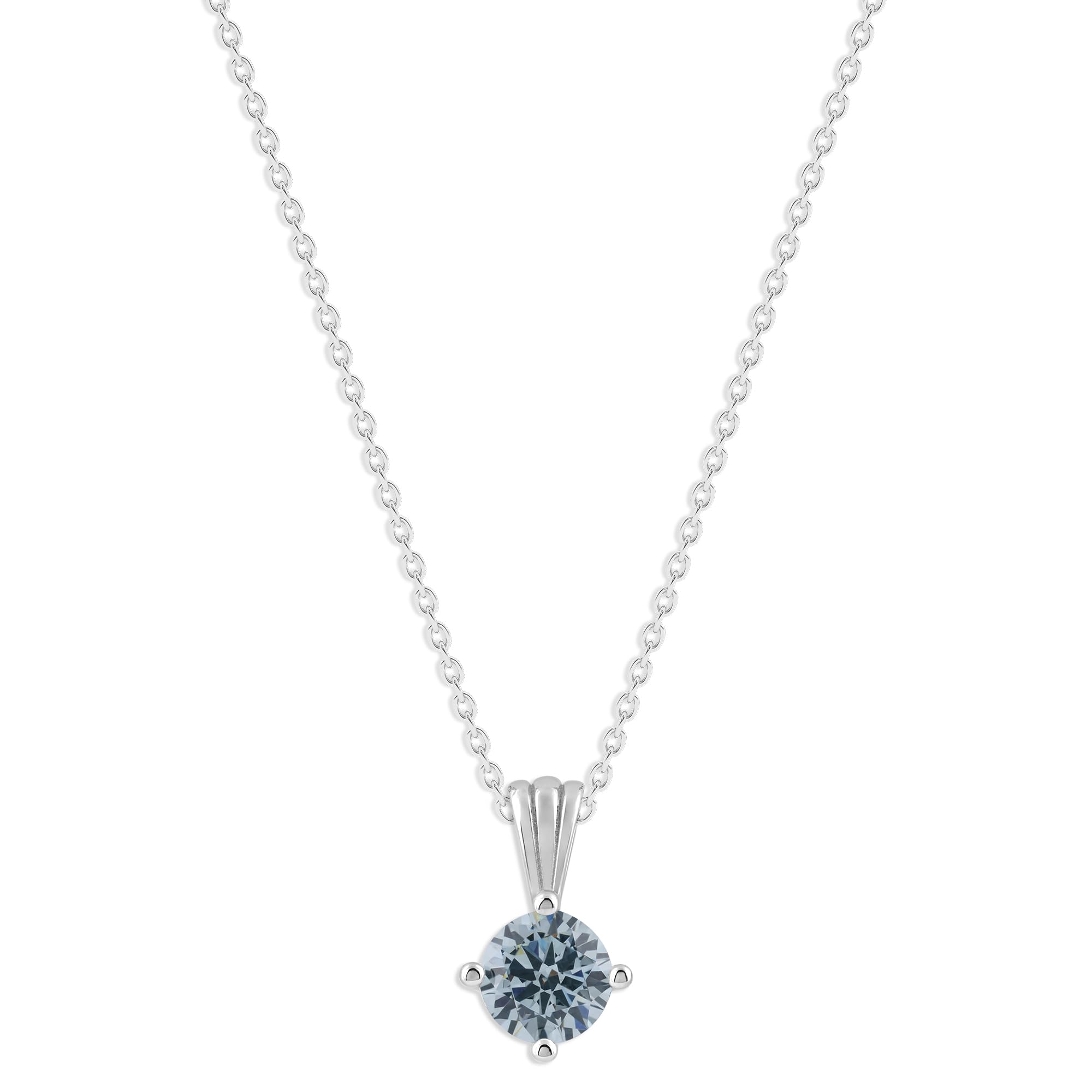 Gemstone Necklace in Sterling Silver, Round Pendant Size 6.5 * 6.5mm,  Garnet Red | Ashley Stewart
