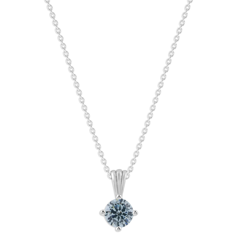 Gemstone Necklace in Sterling Silver, Round Pendant Size 6.5 * 6.5mm,  Garnet Red | Ashley Stewart