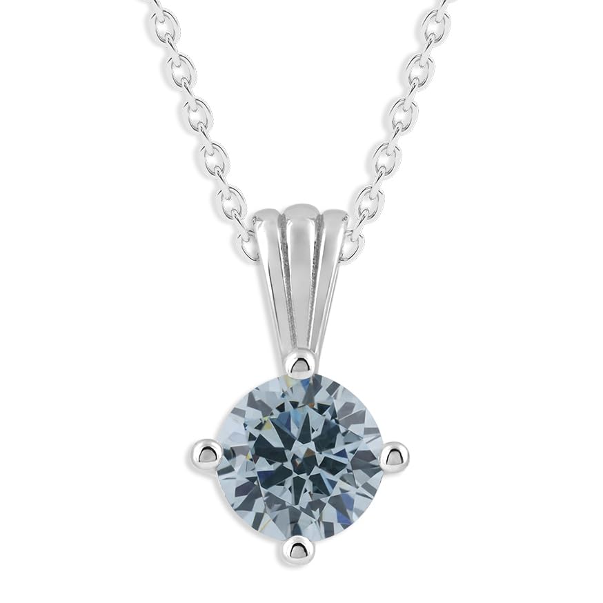 Gemstone Necklace in Sterling Silver, Round Pendant Size 6.5 * 6.5mm,  Garnet Red | Ashley Stewart