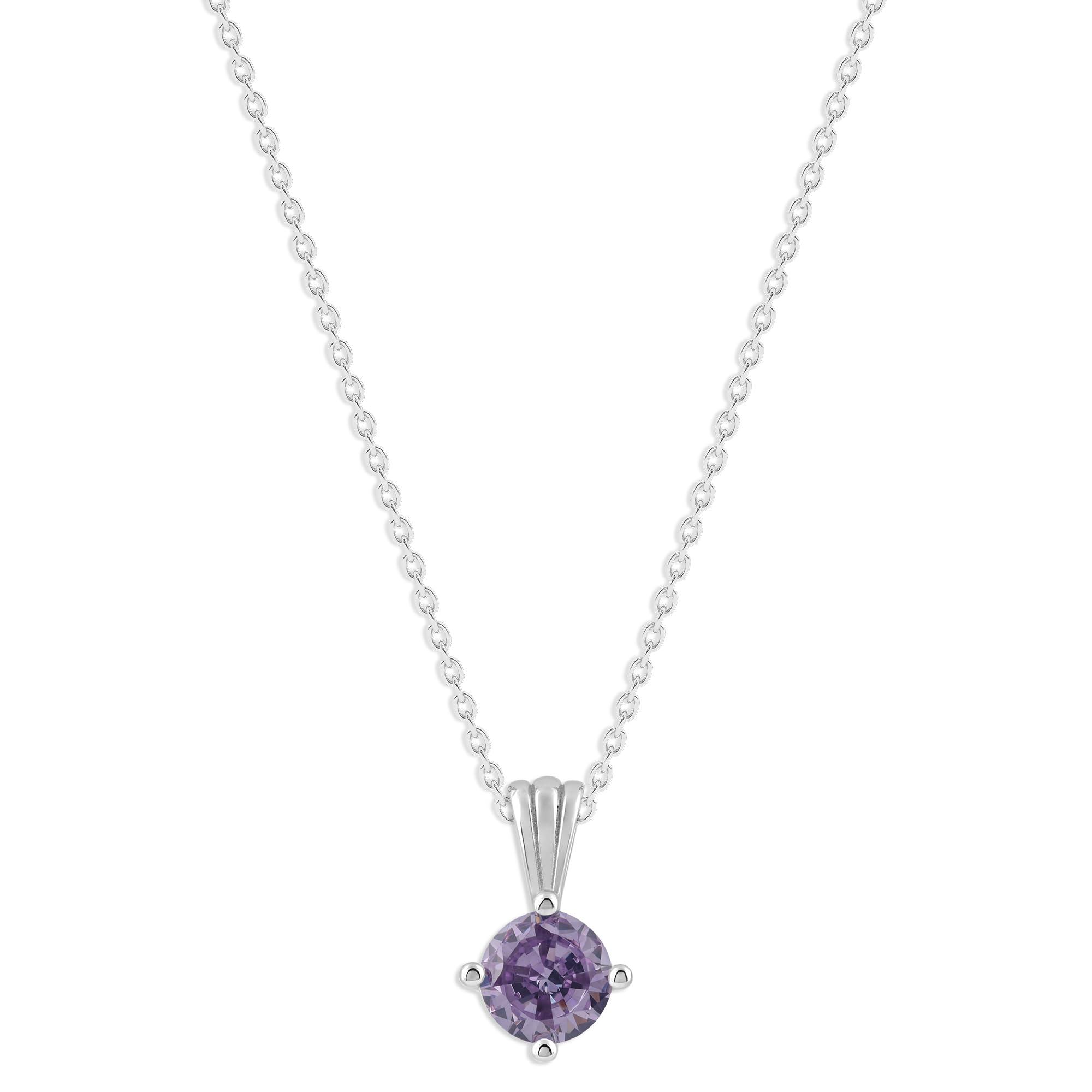 Gemstone Necklace in Sterling Silver, Round Pendant Size 6.5 * 6.5mm,  Garnet Red | Ashley Stewart