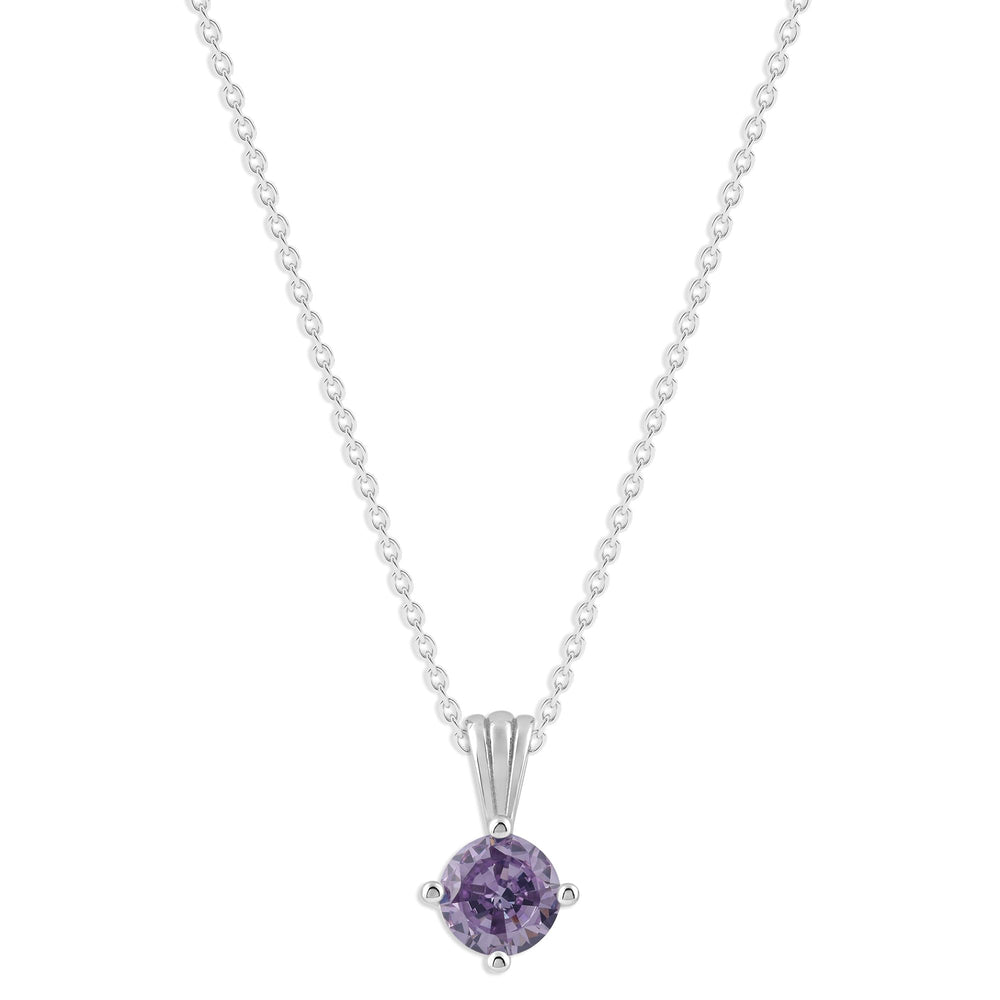 Gemstone Necklace in Sterling Silver, Round Pendant Size 6.5 * 6.5mm,  Garnet Red | Ashley Stewart