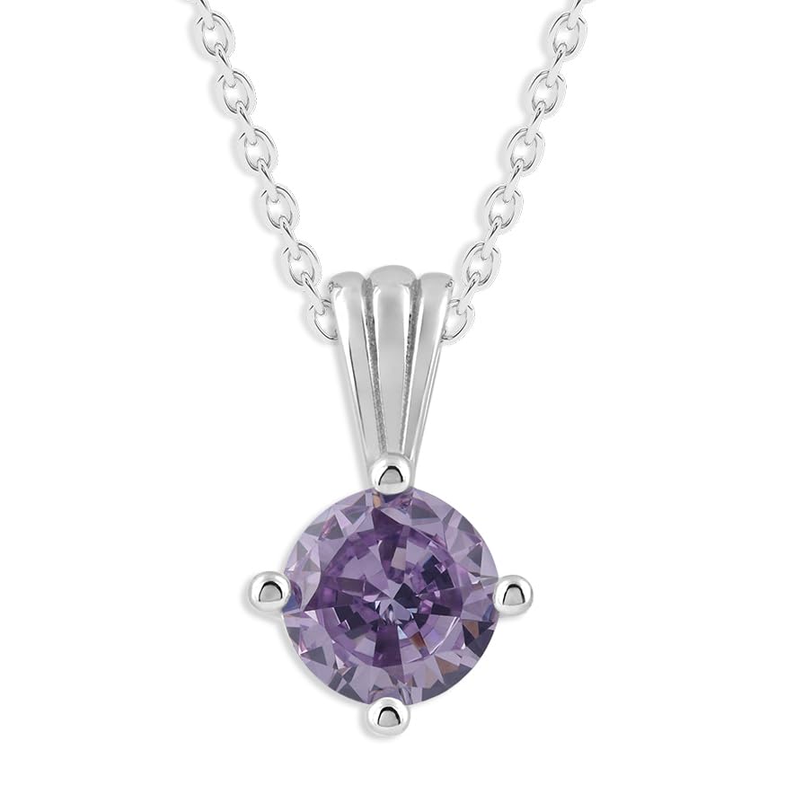 Gemstone Necklace in Sterling Silver, Round Pendant Size 6.5 * 6.5mm,  Garnet Red | Ashley Stewart