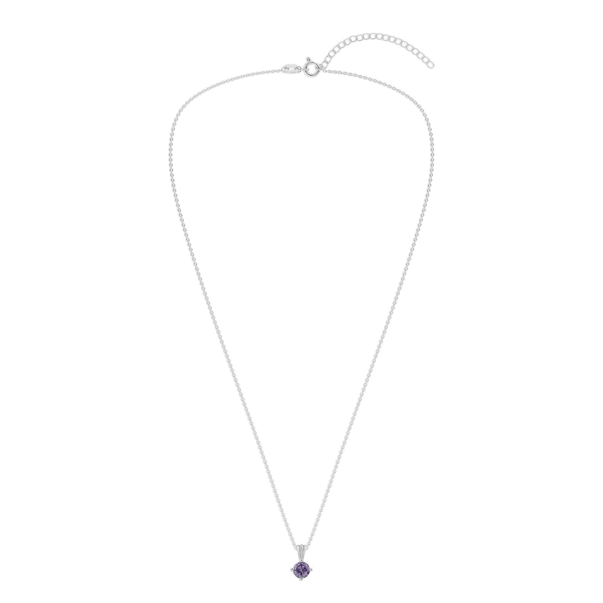 Gemstone Necklace in Sterling Silver, Round Pendant Size 6.5 * 6.5mm,  Garnet Red | Ashley Stewart
