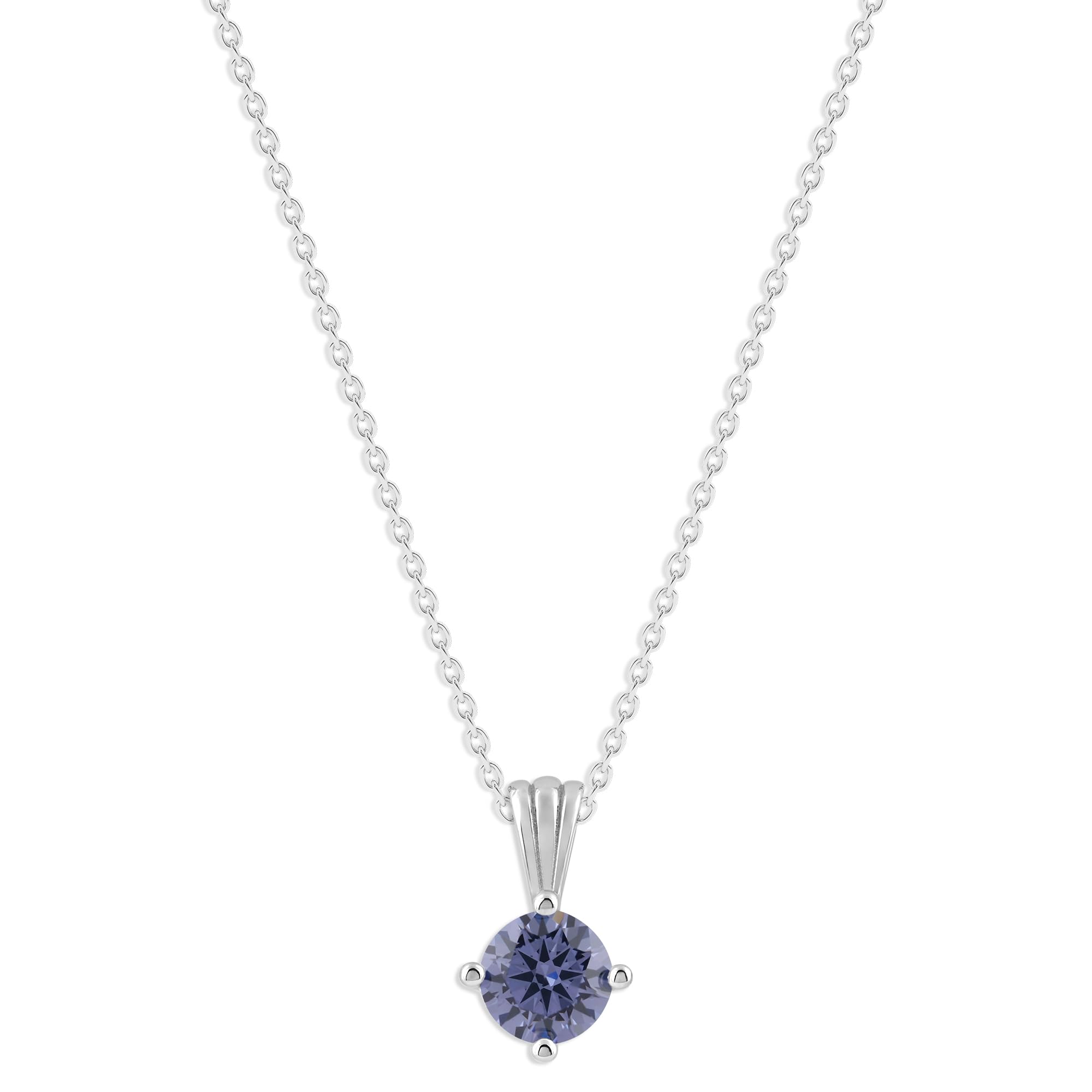 Gemstone Necklace in Sterling Silver, Round Pendant Size 6.5 * 6.5mm,  Garnet Red | Ashley Stewart