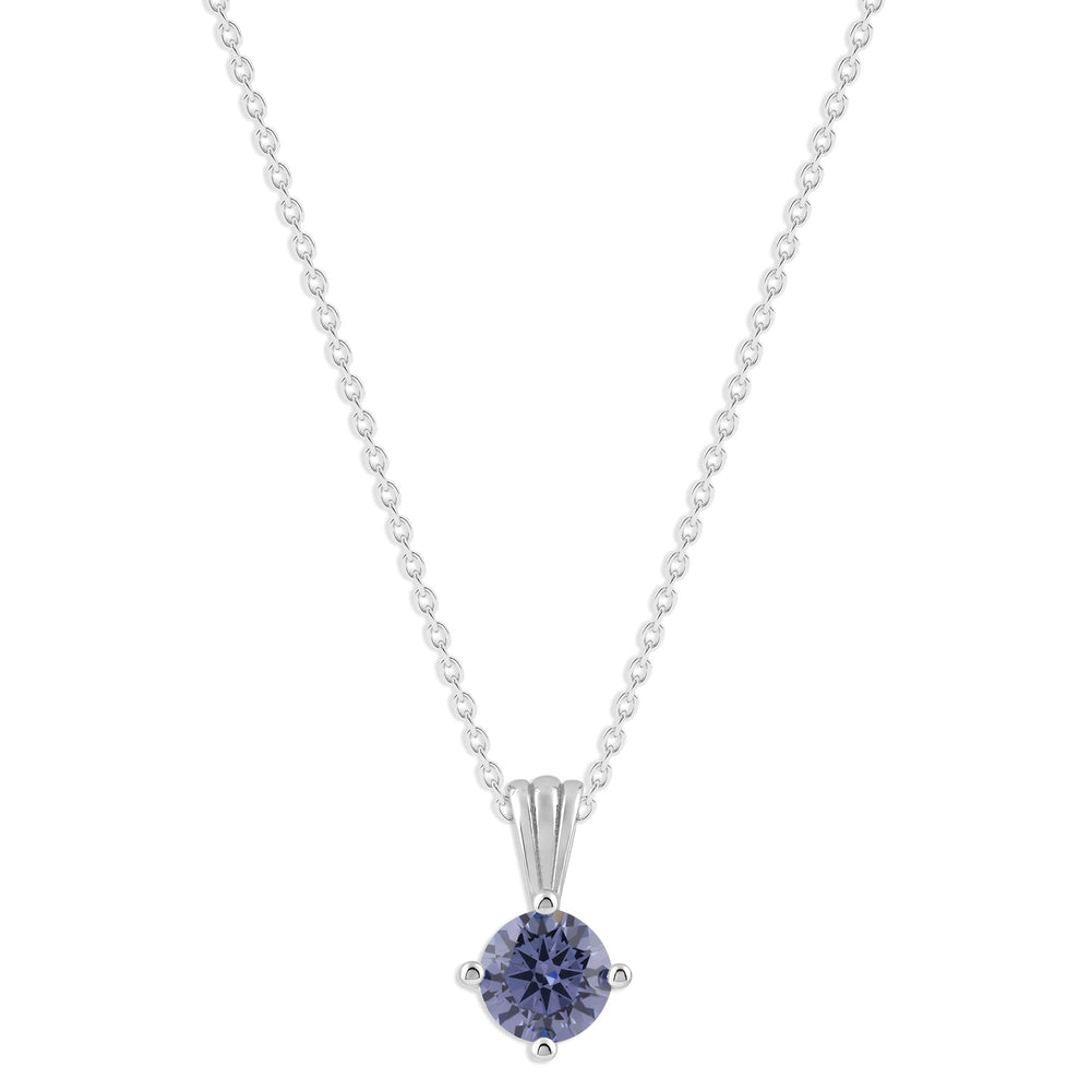 Gemstone Necklace in Sterling Silver, Round Pendant Size 6.5 * 6.5mm,  Garnet Red | Ashley Stewart
